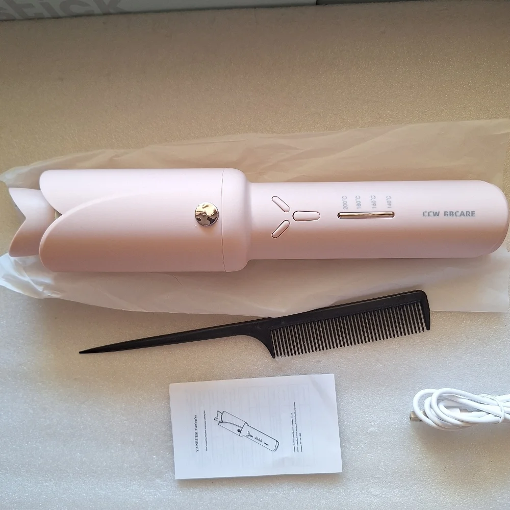 Cordless Automatic Hair Curler, USB Rechargeable Auto-Rotating Curling Iron NEW